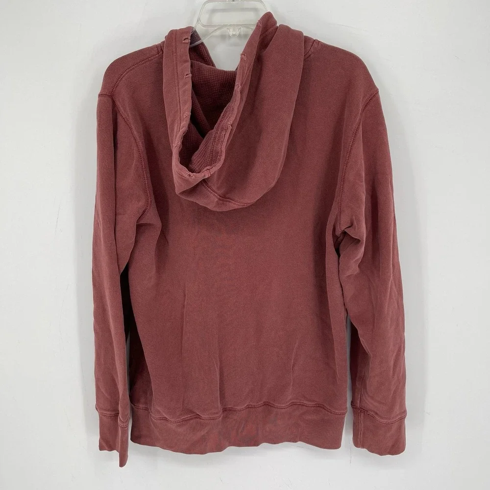 Vintage Aeropostale Men's Burgundy Distressed Logo Hoodie Sweatshirt Size M
